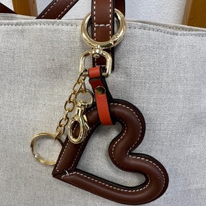 Leather bag charm, heart shaped charm, heart pendant keychain, leather bag accessory, leather bag decoration