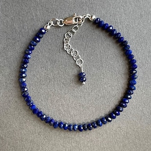 Blue Lapis Bracelet | Beaded Bracelet | Tiny Lapis Beaded Bracelet | Minimalist Gemstone Bracelet | Layering Bracelet | Gift for her