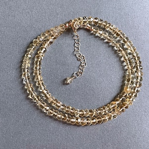 Citrine Beaded Necklace | November Birthstone Necklace | Citrine Layering Necklace | Genuine Citrine Strand Necklace | Gift for Her