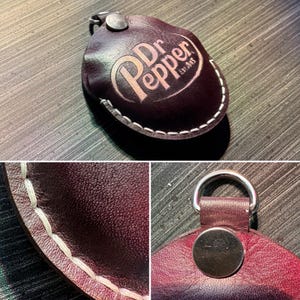Burgundy dyed leather with painted character/logo option on Go Plus+ Sleeve.