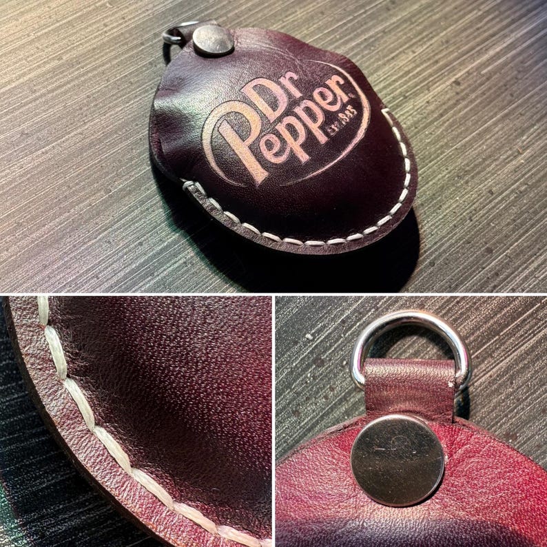 Burgundy dyed leather with painted character/logo option on Go Plus+ Sleeve.