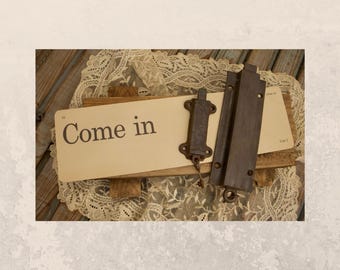 Pair of Antique Iron Sliding Door Latches | Vintage Surface Mount Barrel Bolts | Farmhouse Architectural Salvage