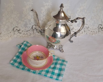 Vintage E.B. Rogers Silver Plate Teapot | Ornate Footed Coffee Pot | Victorian Style Serving Piece | Collected Table