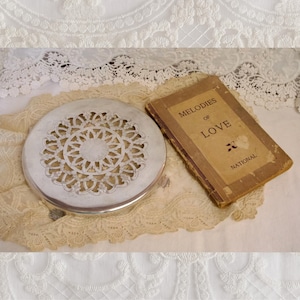 Vintage Silver-Plated Pierced Trivet | Ornate Floral Scrollwork | 6.5” Round Serving Stand | Elegant Table Accent
