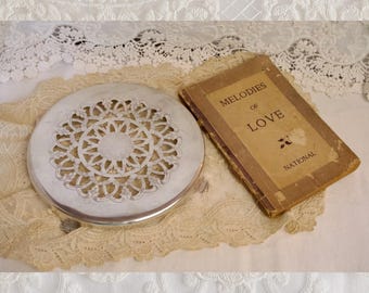 Vintage Silver-Plated Pierced Trivet | Ornate Floral Scrollwork | 6.5” Round Serving Stand | Elegant Table Accent