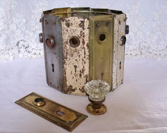 Antieke lampenkap 8" deurplaat | Hergebruikte verlichting | Vintage koperen achterplaat lampenkap