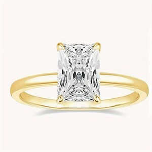 Radiant Moissanite Diamond Ring, Anniversary Ring, Luxury Ring, Gift For Her, Proposal Ring, SIlver, Gold Ring