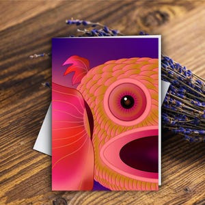 Bunte Fisch-Gesicht Grußkarte, wunderlich, Spaß, schrullig All-Occasion für Erwachsene und Kinder