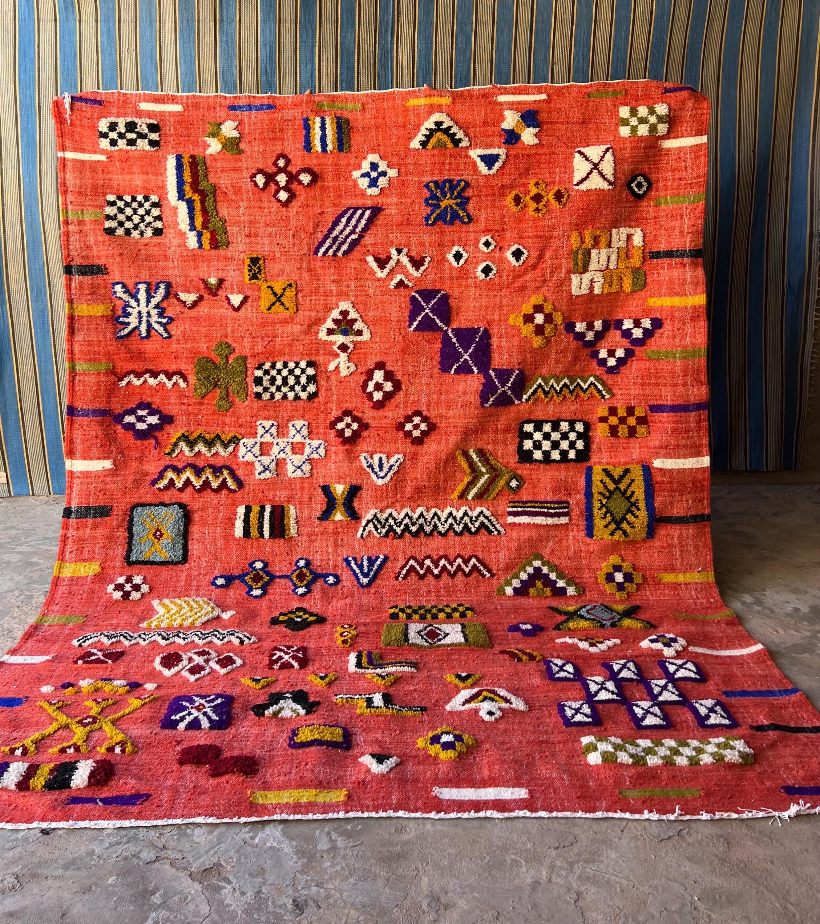 Stunning Moroccan Kilim Rug, Colorful Berber Flatweave Rug