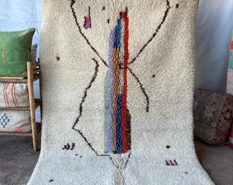 Prachtig handgemaakt Marokkaans tapijt, Beni Ourain-tapijt, groot tapijt, handgeknoopt berberwollen tapijt, zacht boho-tapijt, Tapis Marocain, 8 x 10 ft