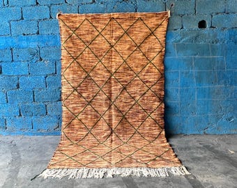 Moroccan Brown Kilim Rug, Berber Flatweave Rug, Moroccan Embroidered Large Area Rug, Authentic Kilim Rug, Custom Size & Color Wool Rug 9x12