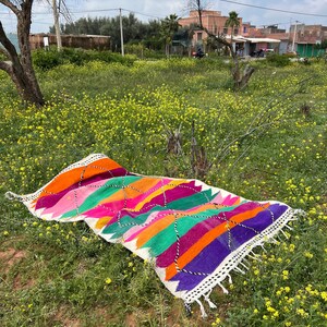 Tapete marroquino colorido, tapete berbere multicolorido, tapete de trama plana, tapete grande, autêntico tapete kilim colorido, tapete marroquino, tapete berbere 1,8 x 2,7 m imagem 13