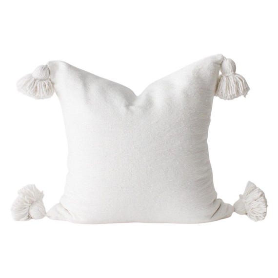 Moroccan Pom Pom Pillow, Boho Throw Pillow, Handmade Berber Cushion Cover,  Decorative pillow for Sofa or Bed, Housewarming gift
