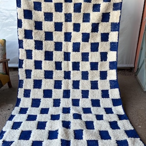 Moroccan rug, Beni ourain rug, Handmade Berber rug, Large area rug, Hand knotted Moroccan wool rug, Tapis berber, Checkered rug, 6x9 ft