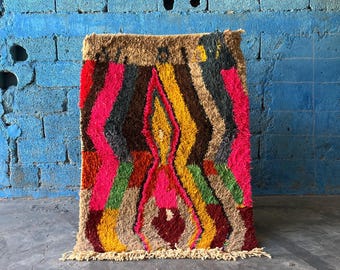Colorful Moroccan rug, Handmade Berber wool rug, Authentic area rug, Tapis berbere coloré, Large area rug, Soft Boujaad rug, Teppich, 9x12ft