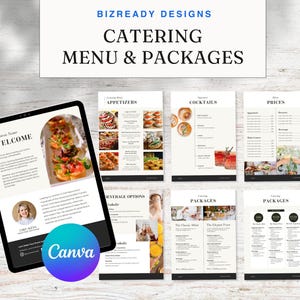 Gastro-Menü Preisführer Vorlage Canva, bearbeitbarer Event-Catering-Katalog, Hochzeits-Catering-Charcuterie-Menü, Gastronomievertragsvorlagen