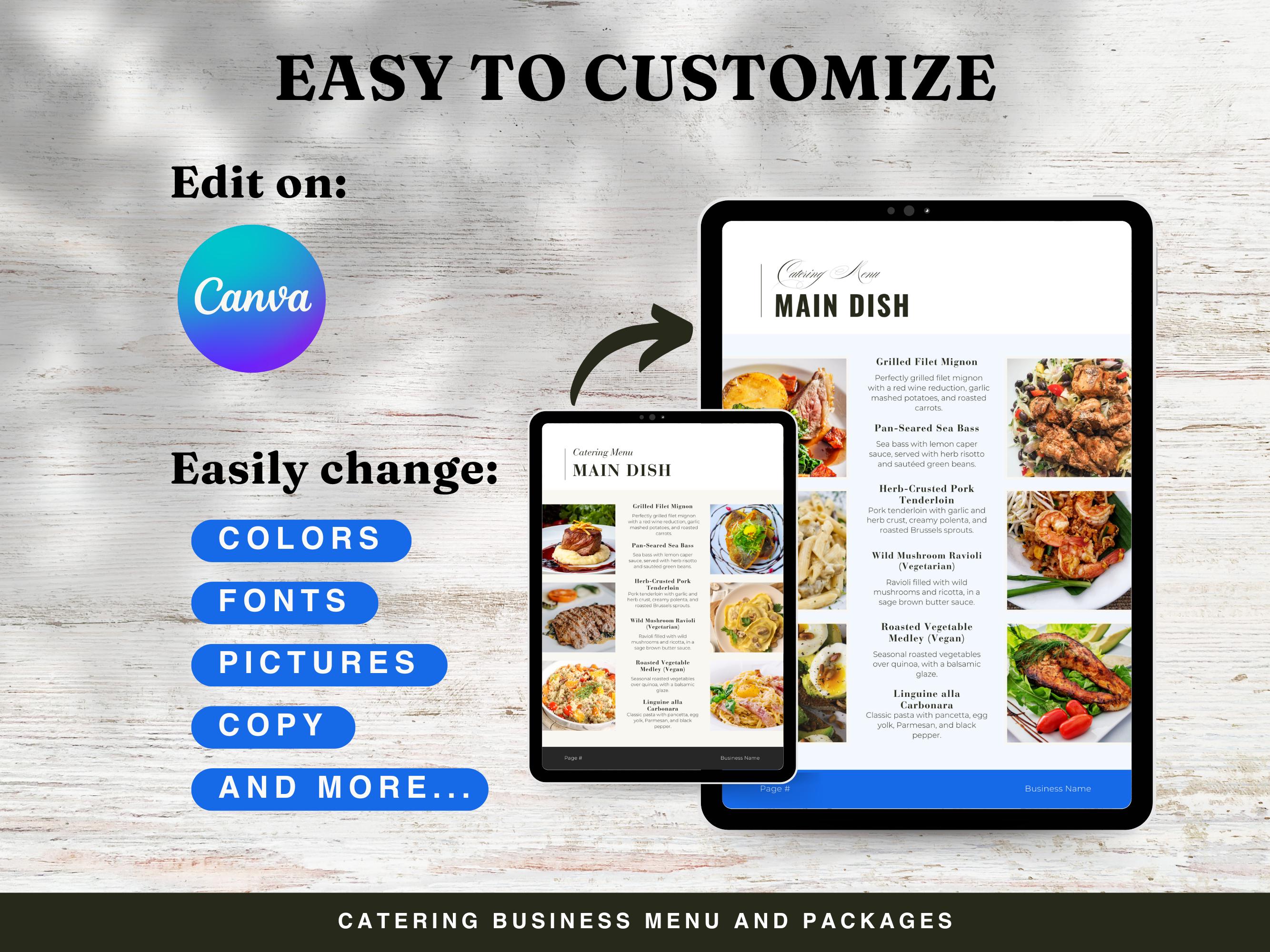Catering Menu Price Guide Template Canva Editable Event Catering