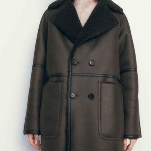 Women&#39;s Sheepskin Leather Fur Coat - Handmade Real Leather Fur Coat - Aviator Shearling Coat -  Fur Winter Warm Coat