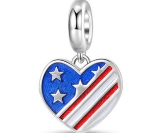 Pandora American Flag Charm , Silver 925 Charm For Bracelet, Fit For  Bracelet , Mother Gift , Sister Gift , Gift For Her
