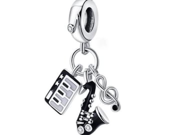 Charm Pandora "Amo la música", plata 925, compatible con pulseras Pandora, regalo para madre, hermana o ella.