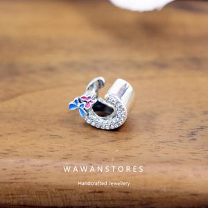 Colgante de plata de ley con forma de letra C y mariposa compatible con Pandora, suministros para hacer joyas, colgante inicial hecho a mano