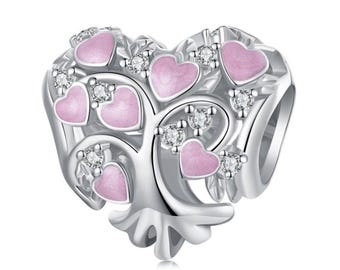 Un paio di ciondoli a forma di cuore in argento Sterling 925 per braccialetti Pandora