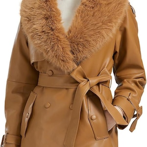 Women&#39;s Shearling Coat - Handmade Sheep Leather Fur Coat - Aviator Shearling Coat - Bomber Winter Fur Coat - Winter Faux Coat