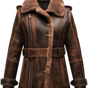 Women&#39;s Shearling Coat - Handmade Sheep Leather Fur Coat - Aviator Shearling Coat - Bomber Winter Fur Coat - Winter Faux Coat