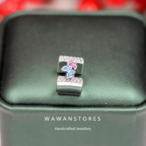 Abalorio de plata de ley compatible con Pandora con letra I y dije de mariposa, joyería DIY para collar, pulsera, idea de regalo personalizada