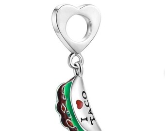 Pandora I Love Taco Charm - 925 Sterling Silver Charm For Pandora Bracelet - Gift For Her - Christmas Gift - Birthday Gift