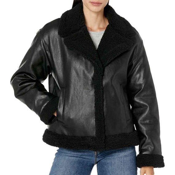 Women's Genuine Sheepskin Leather Fur Jacket Handmade Sheep