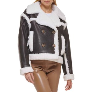 Women&#39;s Real Sheep Leather Fur Jacket - Handmade Sheepskin Leather Jacket - Leather Fur Aviator Jacket -Shearling Bomber Biker Jacket