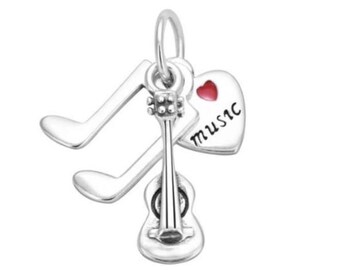 Charm Pandora "Amo la música", plata 925, compatible con pulseras Pandora, regalo para madre, hermana o ella.
