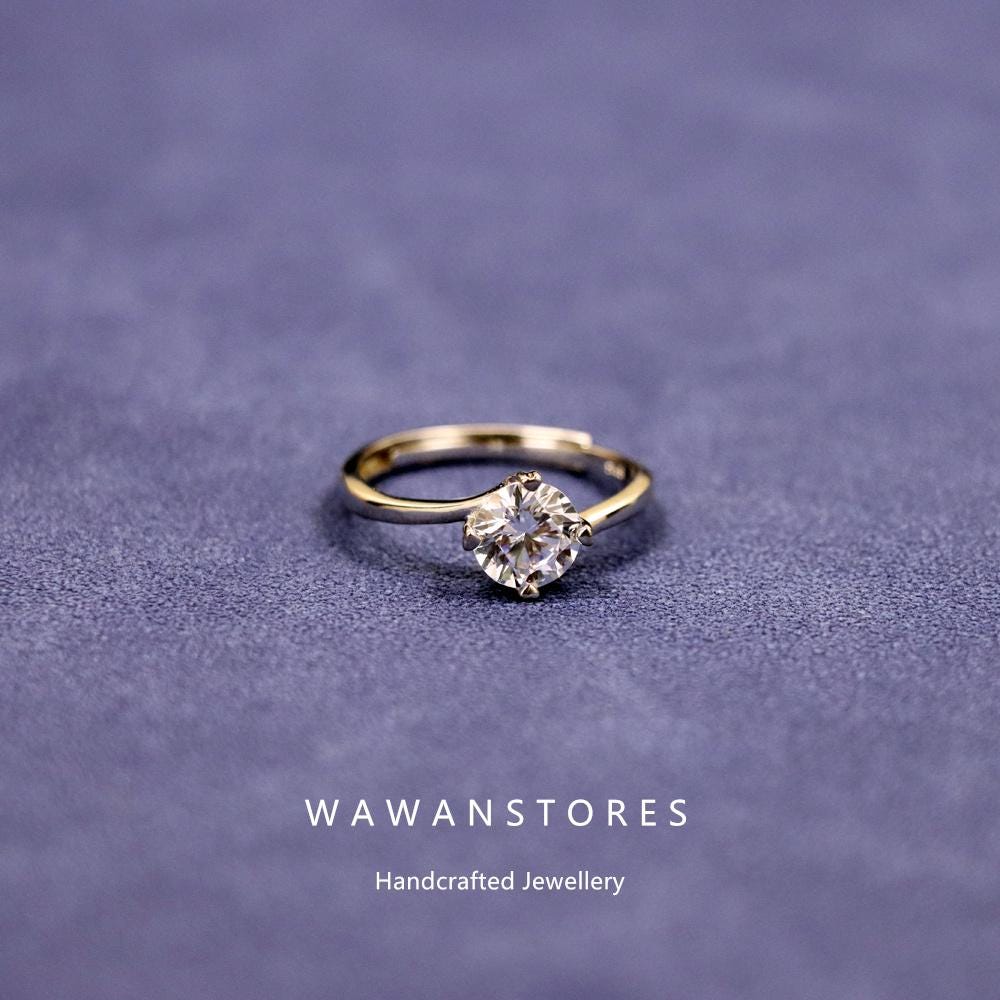 【大放出セール】 Zirconia Cubic Four-prong Silver S925 Ring Open Women, for アクセサリー