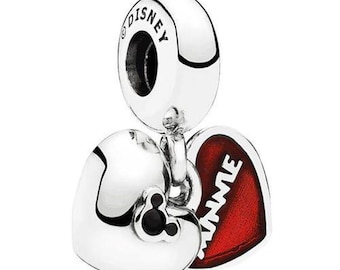 dije colgante Pandora Mickey Minnie Corazón Rojo Amor