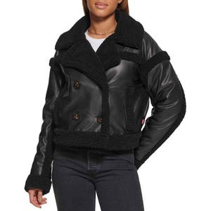 Women&#39;s Genuine Sheepskin Leather Fur Jacket - Handmade Sheep Leather Jacket - Leather Fur Jacket -Shearling Bomber Biker Jacket