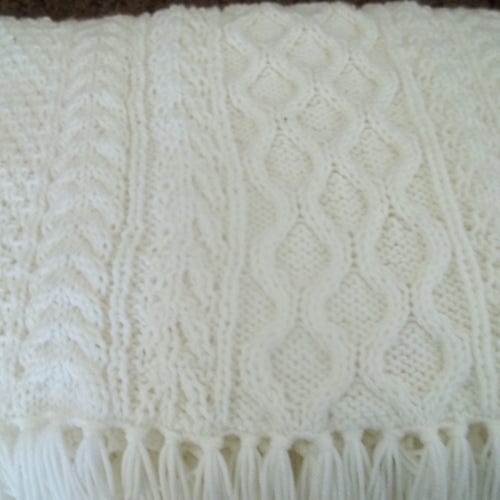 Knit Afghan, Terry in Soft online White, Blanket, Throw,