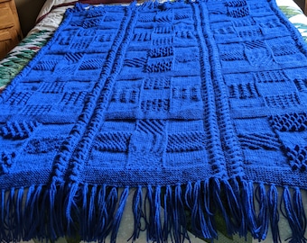 Knit Blanket/Afghan in Royal Blue,