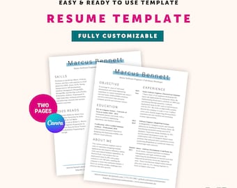 Modern Editable Canva Resume Template