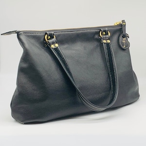 Black Leather Handbag or Executive Bag,  “Onyx”