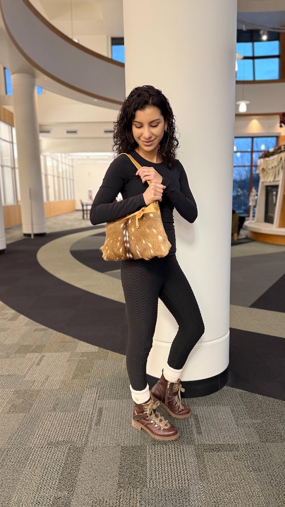 Axis Deer Skin With Fur and Leather Medium Handbag - Etsy