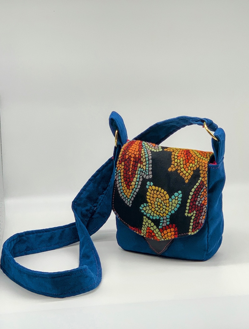 Teal and Red Mosaic Small Crossbody Bag image 1