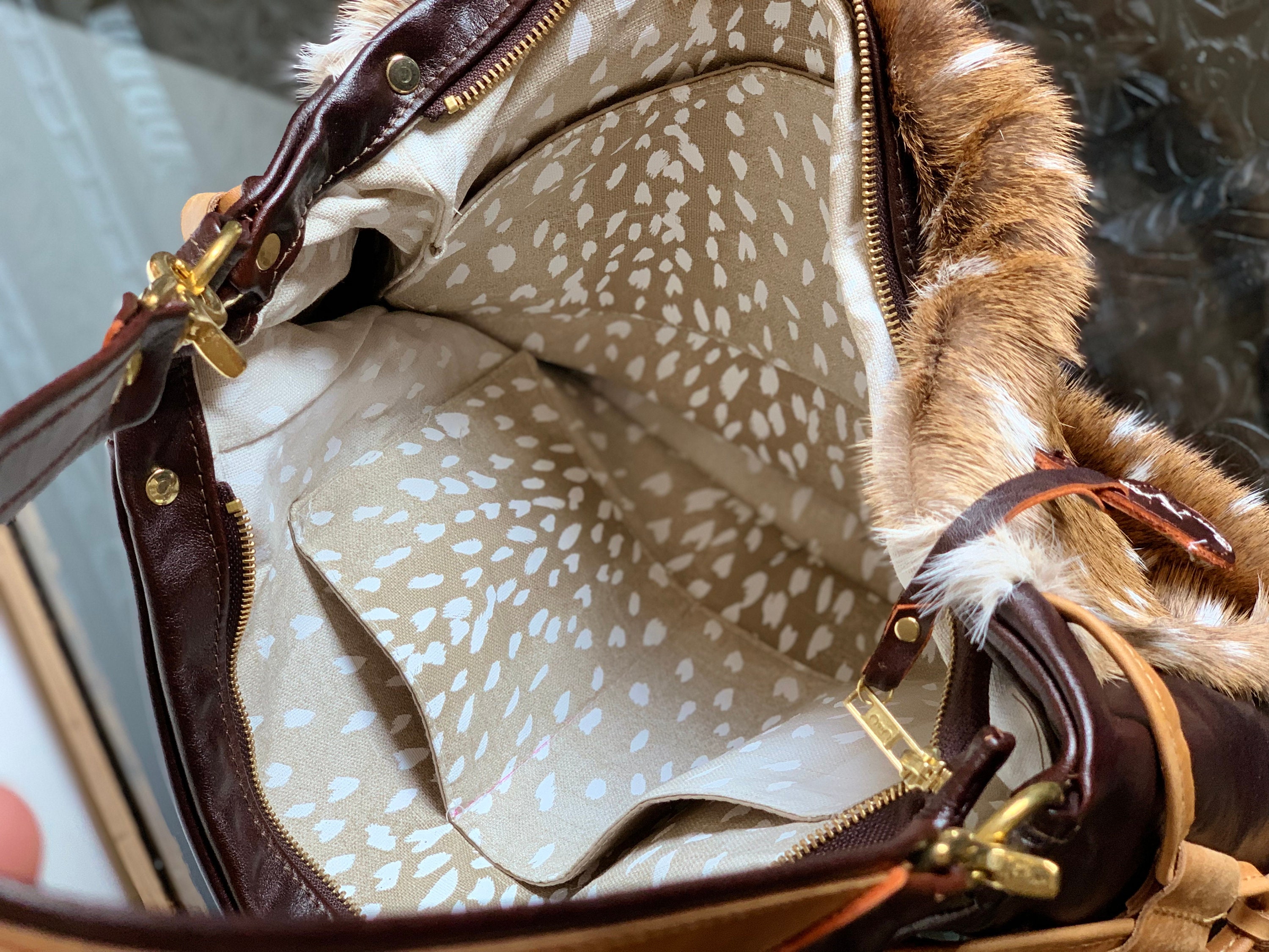 Faux axis deer purse sale