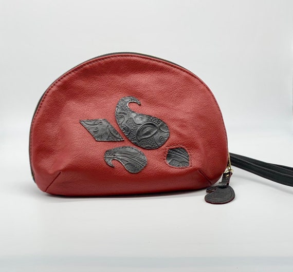 red and black clutch purse