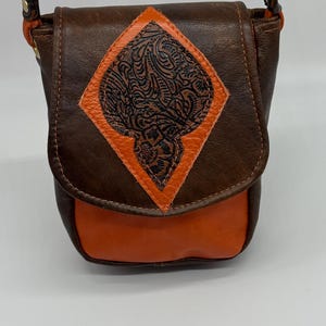 Moroccan Orange and Brown Small Crossbody bag