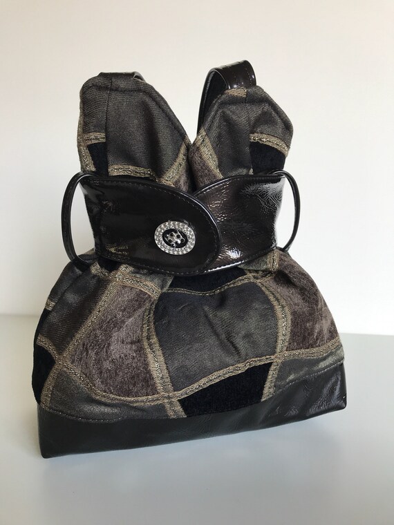 black and silver patchwork shoulder bag Patchwork Style Hand Made Purse...unique Shoulder Bag  main image 3