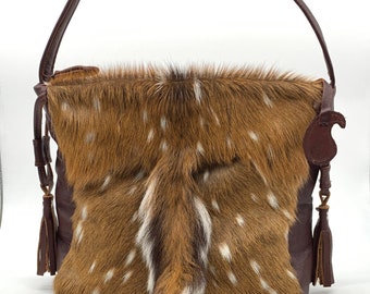 Axis Deer Skin With Tail Showcased Combined With Genuine Cowhide