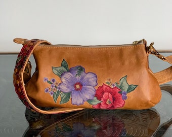 All Leather Floral Appliqué  Everyday Bag