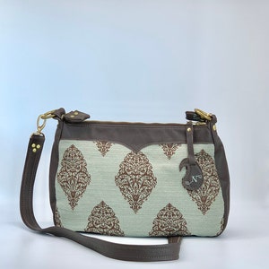 Aqua and Brown Medium  Handbag Purse