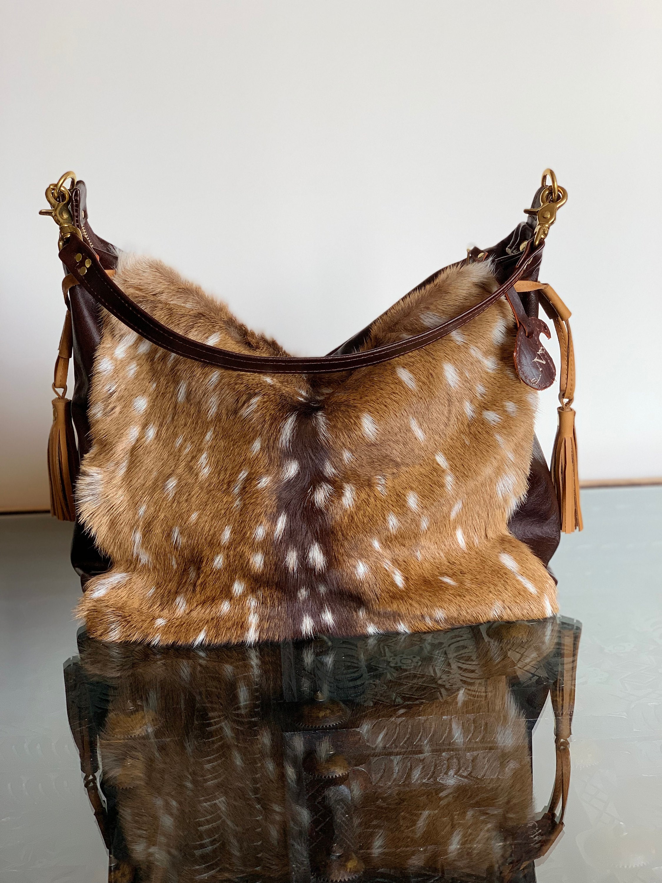 The Deer Hides Between The Trees Women PU Leather Handbag Tote Bag Purses Adjustable Strap Crossbody Bag